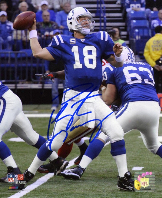 Peyton Manning Indianapolis Colts - Action Vs. 49ers - Autographed 8x10 Pgotograph