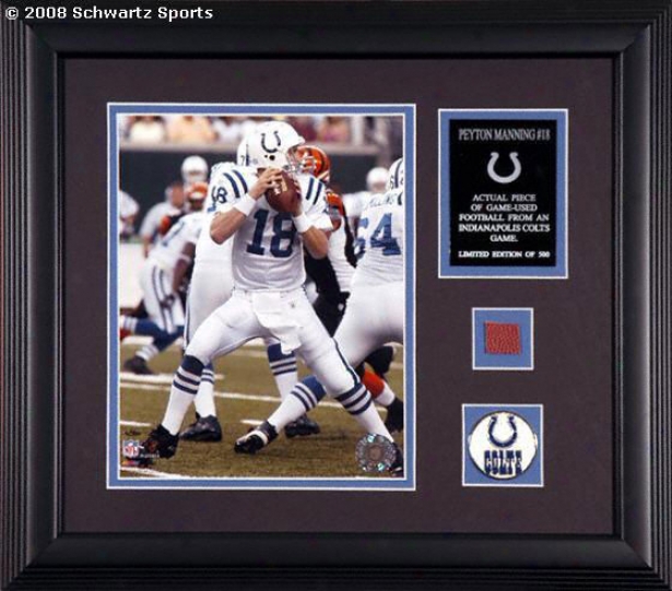 Peyton Manning Indianapolis Colts - Framed 8x10 Photograph Piece With Ball & Medallion
