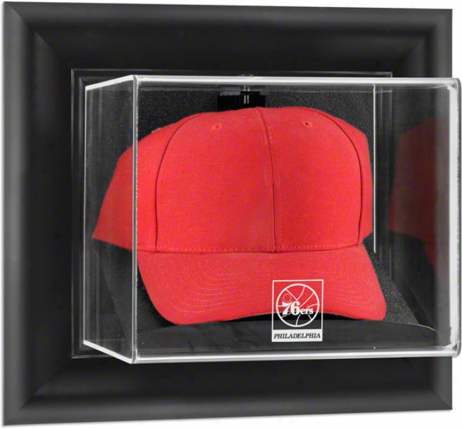 Philadelphia 76ers Framed Wall Mounted Logo Cap Display Case