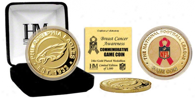 Philadelphia Eagles Breast Cancer Awareness 24kt Gold Game Coin