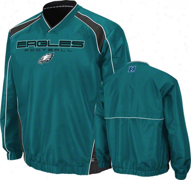Philadelphia Eagles Coach's Choice Ii Green Lightweight Pullover Jacket