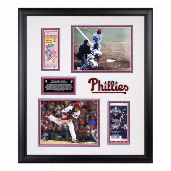 Philadelphia Phillies - 1980 And 2008 World Series Mvp - Framed Two 8x10 Photographs With Replica Tickets