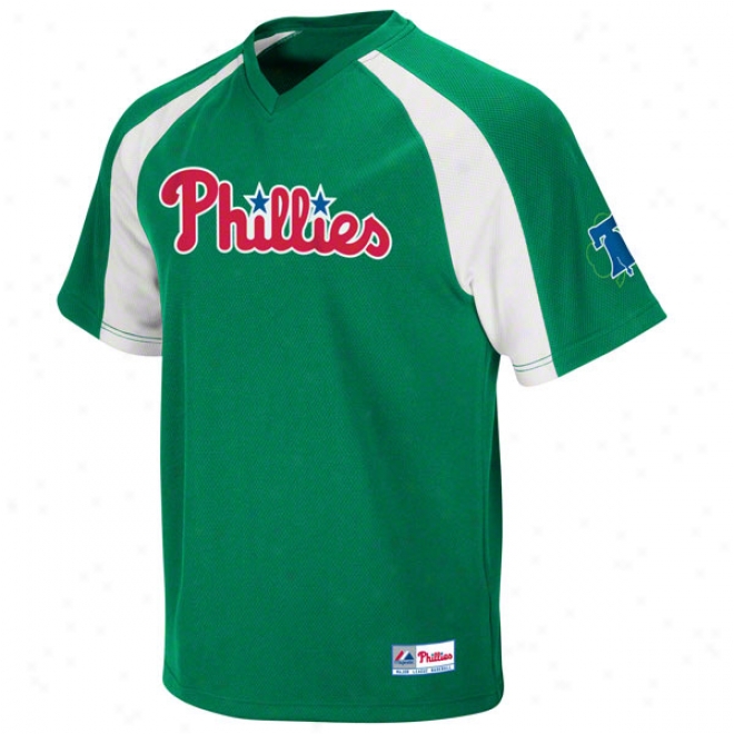 Philadelphia Phillies Crusader Kelly Green V-neck Jersey