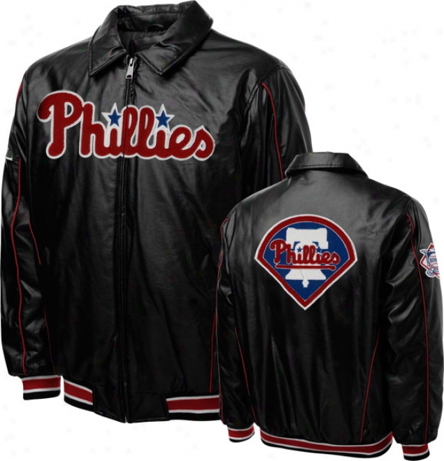 Philadelphia Phillies Faux Leather Full-zip Varsity Jacket