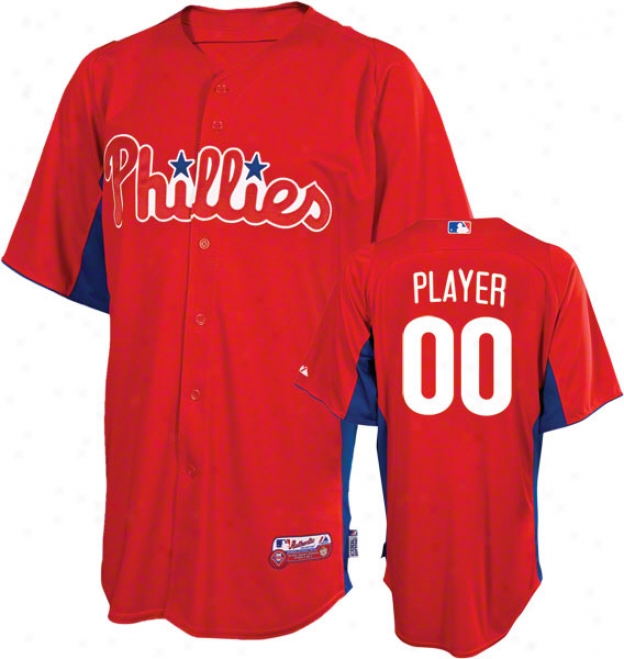 Philadelphia Philleos Jersey: Any Player Authentic Scarlet On-field Batting Practice Jersey