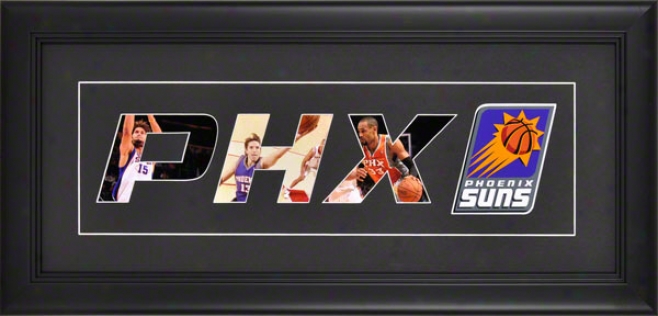 Phoenix Suns Framed 10x20 Black Matte Logo At Collage