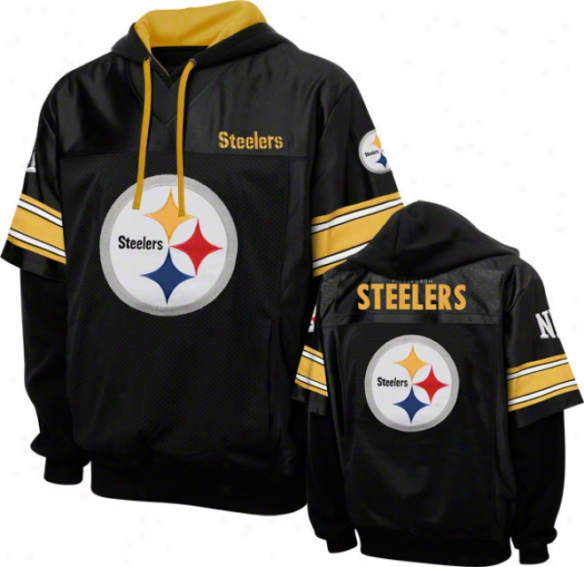 Pottsburg Steelers Black Grid Iron 2 Pulliver Jerzey Hoodie