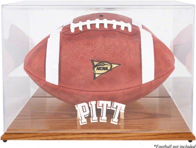 Pittsburgh Panthers Team Logo Football Display Case  Details: Oak Base