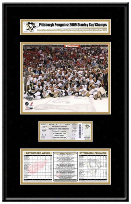 Pittsburgh Penguins 2009 Stanley Cup Champions Ticket Frame Jr.