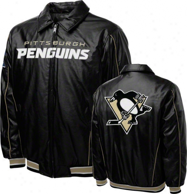 Pittsgurgh Penguins Faux Leather Full-zip Varzity Jackeet