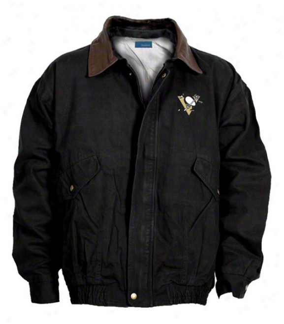 Pittsburgh Penyuins Jacket: Black Reebok Navigator Jacket