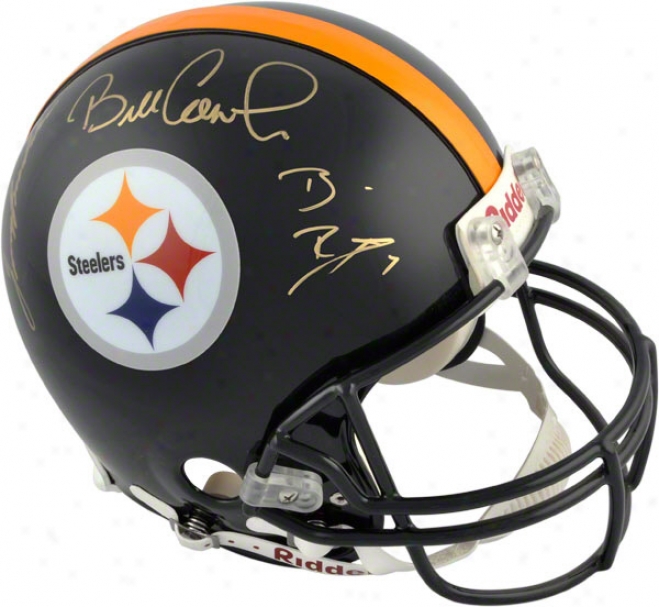 Pittsburgh Steelers Autographed Pro-line Helmet  Details: Qbs, Coaches, 4 Signatures, Authentic Riddell Helmet