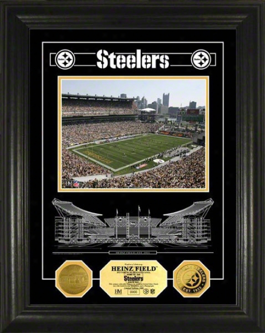 Pittsburgh Steelers Heinz Field Etched Glass 24kt Gold Coin Photo Mint