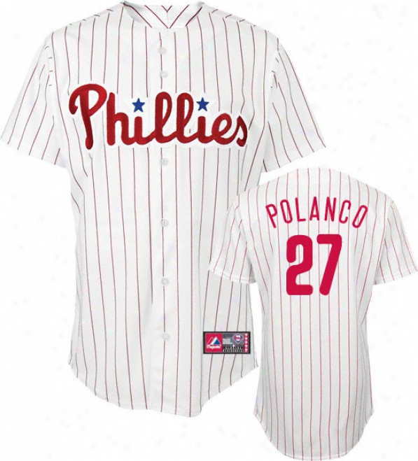 Placido Polanco Jersey: Person of mature age Majestic Home Pinstripe Replica #27 Philadelphia Phillies Jersey