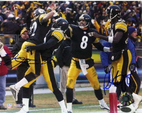 Plaxico Burress And Antwaan Randle El Pittsburgh Steelers 8x10 Dual Autorgaphed Photograph