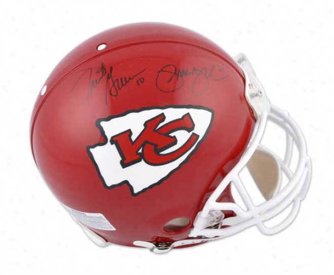 Priest Holmes And Trent Green Autographed Pro-line Helemt  Details: Kansas City Chiefs, Authentic Riddell Helmet