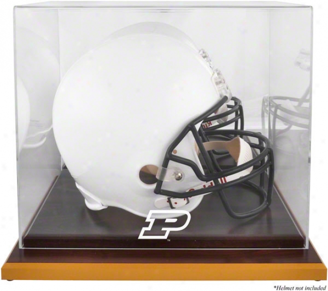 Purdue Boilermakers Logo Helm Parade Case  Details: Wood Basee, Mirrored Back