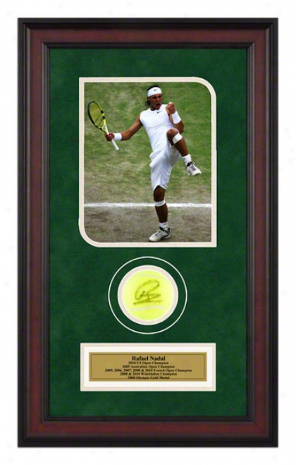 Rafael Nadal 2008 Wimbledon Championship Framed Autographed Tennis Ball With Photo