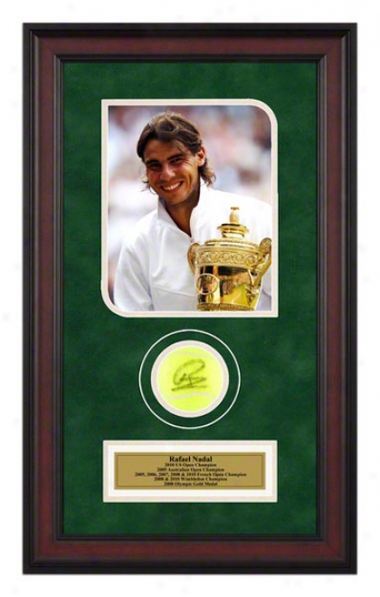 Rafael Nadal 2010 8th Grand Slam Ti5le Framed Autographed Tennis Ball With Photo