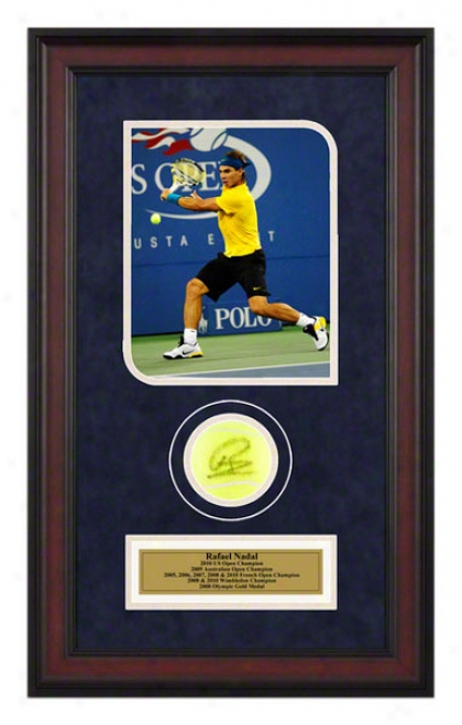 Rafael Nadal 2010 9thh Grand Slam Title Framed Autographed Tennis Ball With Photo