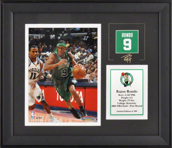 Rajon Rondo Boston Celtics Framed 6x8 Photograph With Facsimile Stamp Annd Plate - Limited Issue  Of 500