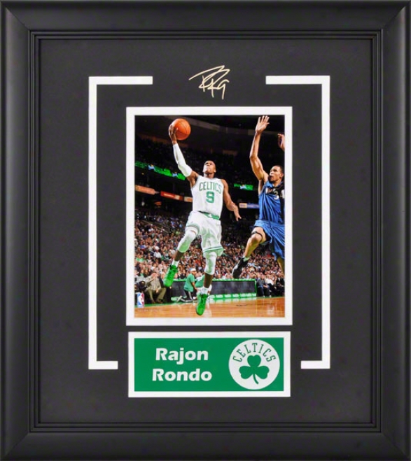 Rajon Rondo Boston Celtkcs Framed 6x8 Photograph Attending Facsimile Signature And Plate