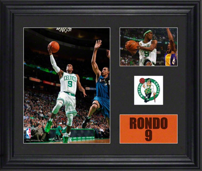 Rajon Rondo Framed 2- Photograph Collage  Details: Boston Celtics, Team Logo