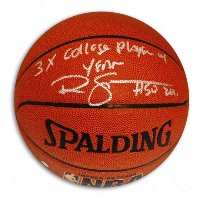 Ralph Sampson Autographed Indoor/outdoor Baskeyball Inscribed 3x College Player Of The Year