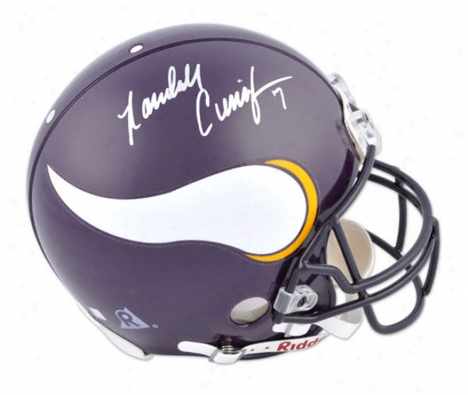 Rzndall Cunningham Autographed Pro-line Helmet  Detajls: Minnesota Vikings, Genuine Riddell Helmet