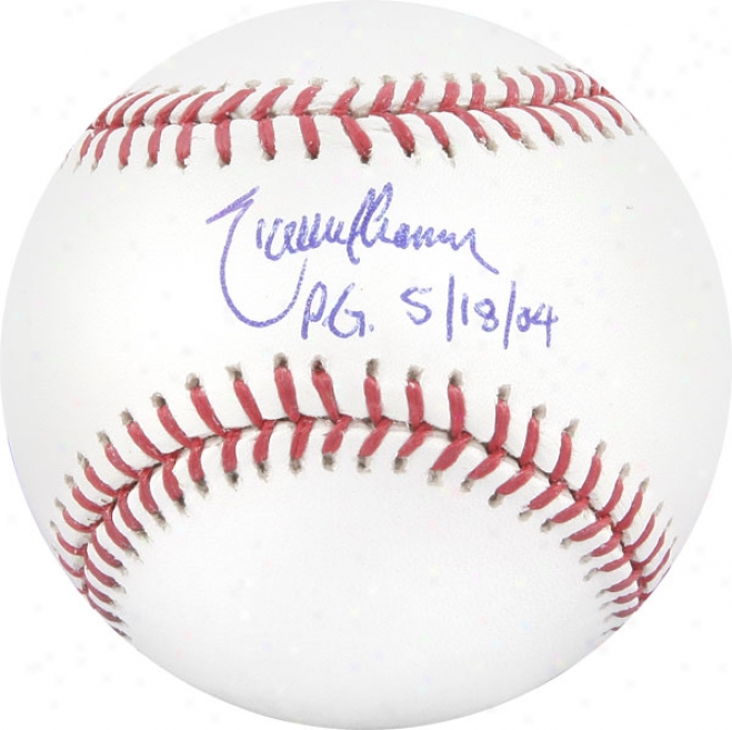 Randy Johson Autographed Baseball  Details: Pg 5-18-04 Inscription