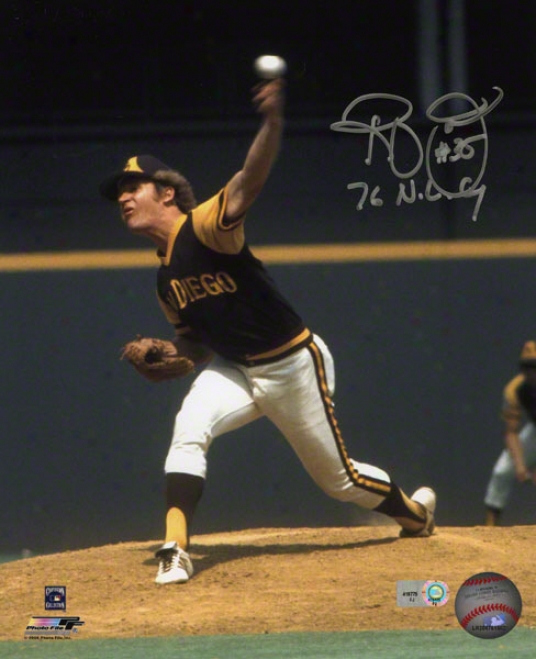 Randy Jones Autographed Photograph  Details: 8x10, San Diego Padres, 76 Nl Cy Inscription