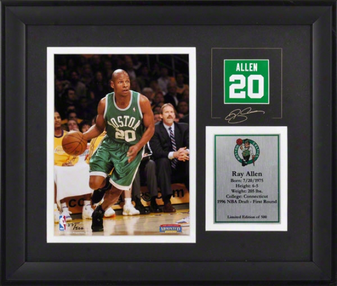 Rya Allen Boston Celtics Framed 6x8 Photograph With Facsimile Signature And Plate - Limited Edition Of 500