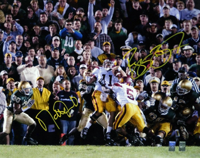 Reggie Bush And Matt Leinart Usc Trojans - The Push - Dual Autographed 16x20 Photograph