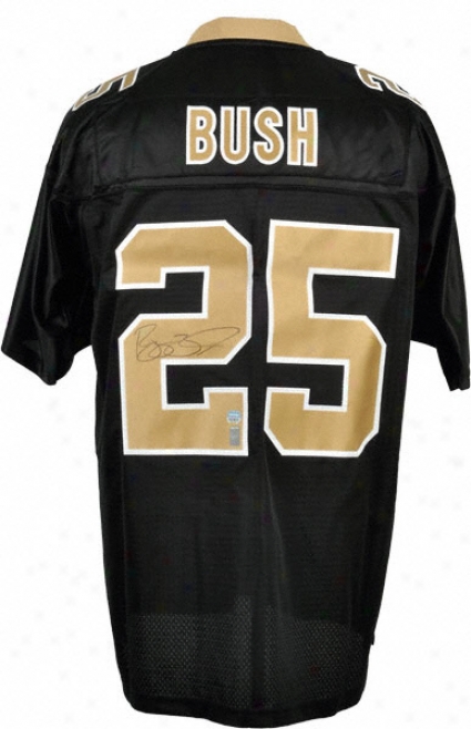 Reggie Bush Autographed Jersey  Details: New Orleans Saints, Black, Reebok, Eqt