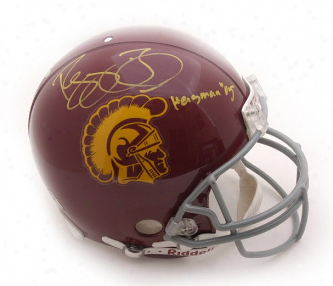 Reggie Bush Autographed Pro-linne Helmet  Details: Usc Trojans, With &quot2005 Heisman&quot Inscription, Authentic Riddell Helmet