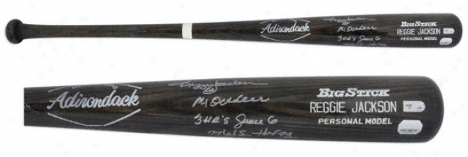 Reggie Jackson Autographed Bat  Details: Adirondack Bat, Thr3e Inscriptions