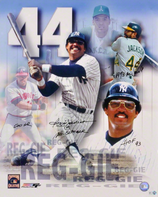 Reggie Jackson - Collage - Autographed 16x20 Photograph With Four Inscriptions