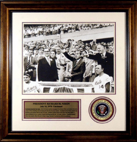 Richard Nixon Framed 16x20 Photograph With Presidential Patch