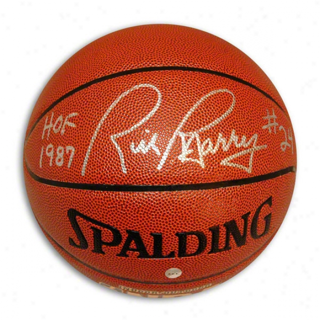 Rick Barry Autographed Indoor/outdoor Basketball Inscribed Hof 1987 & #24