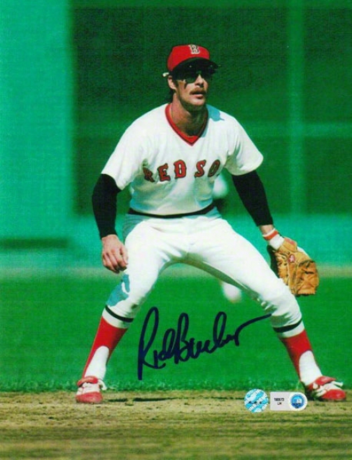 Rick Burlesno Boston Red Sox Autograbped 8x10 Photo Fielding