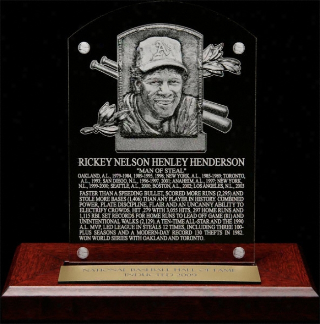 Rickey Henderson Hof Plaque Etched Acrylic Desk Highest part Plaque