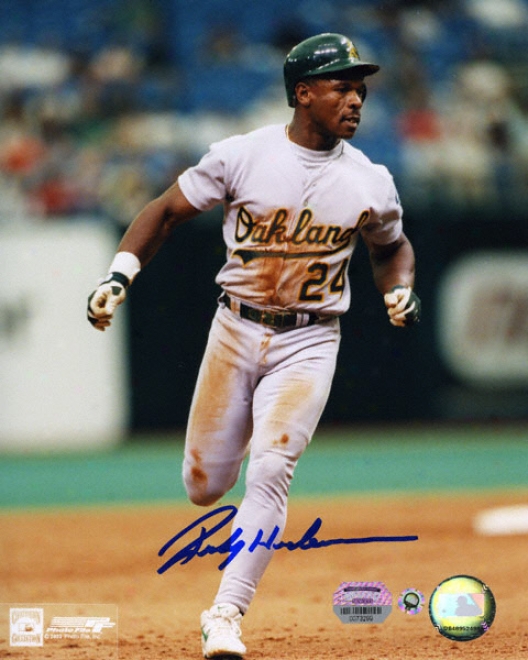 Rickey Henderson Oakland Athletics - Running - Autographed 8x10 Photograph