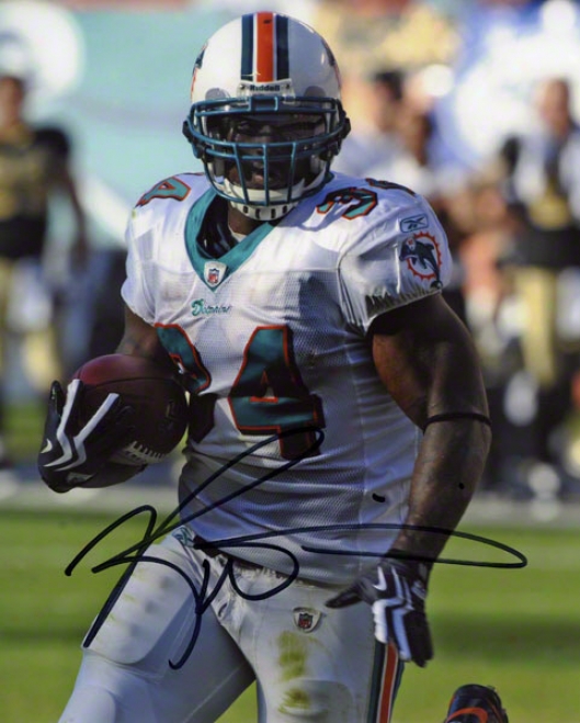 Ricky Williams Autographed Photograph  Details: Miami Dolphins, Running, 8x10