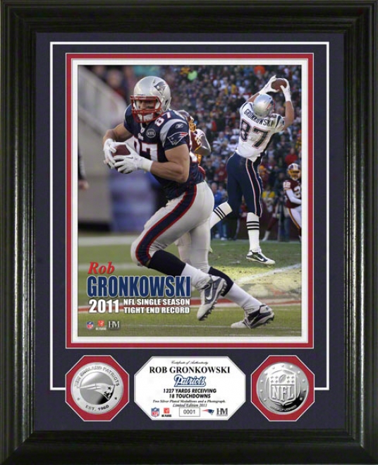 Rob Gronkowski Neww England Patriots 2011 Tight End Records Silver Coin Photo Mint