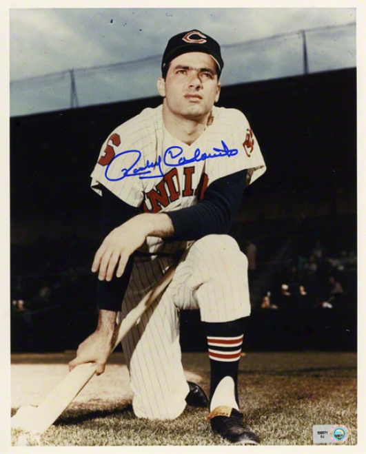 Rocky Colavito Autographed 8x10 Photograph  Details: Cleveland Indians, On One Knee