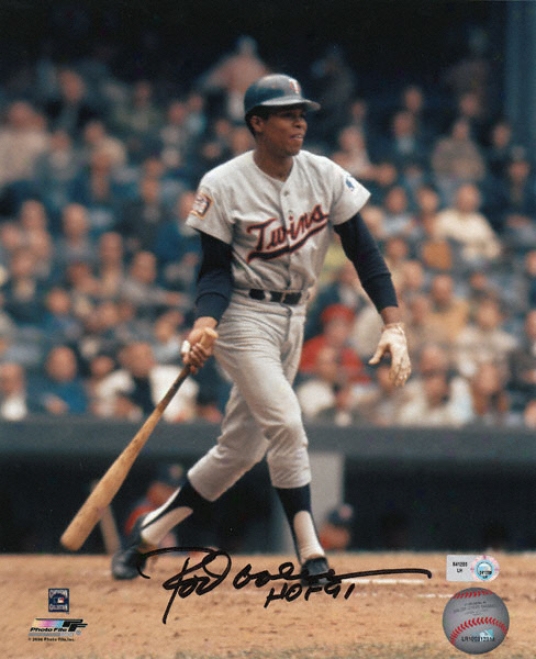 Pole Carew Minnesota Twins 8x10 Autographed Photograph With Hof 91 Inscription.