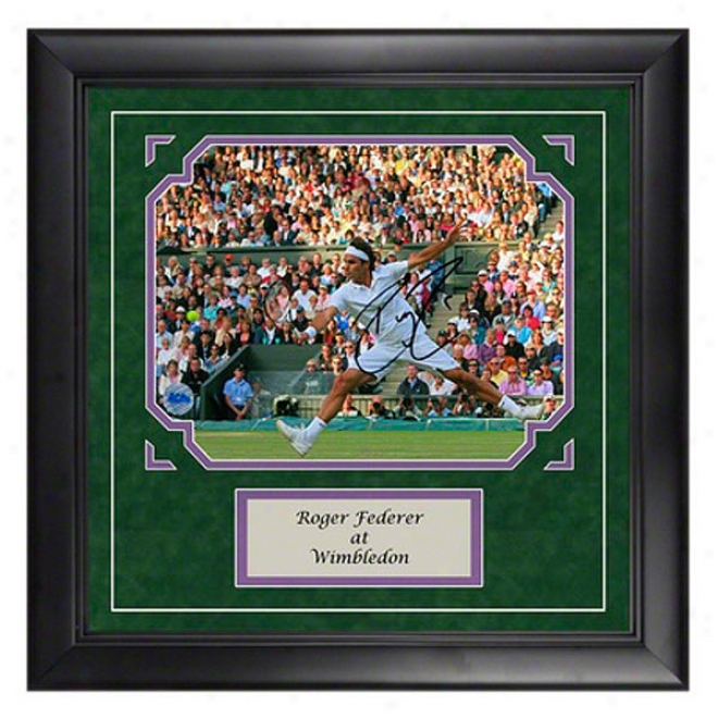 Roger Federer Autographed Wimbledon Framed Photograph