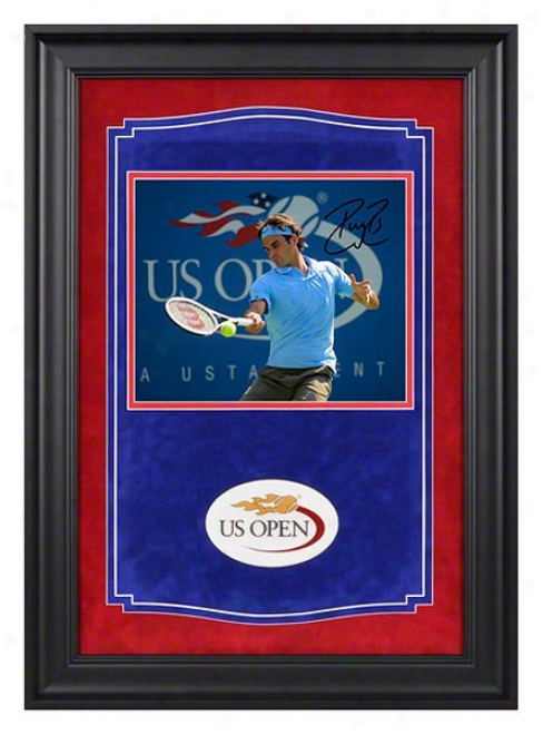 Roger Federer Signed 2010 Us Open Autographed Framed Photograph