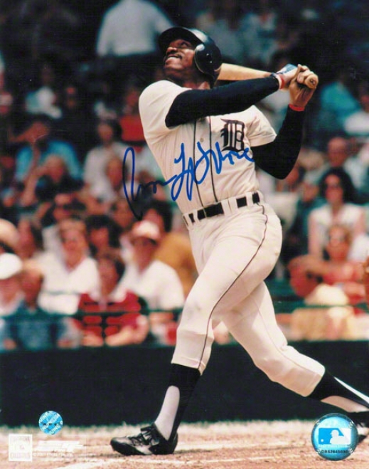 Ron Lwflore Detroit Tigers Autographed 8x10 Photo Swinging