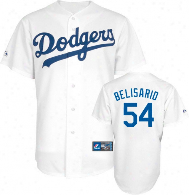 Ronald Belisario Jersey: Adult Majestic Home White Replica #54 Los Angeles Dodgers Jersey